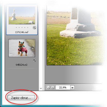 Zaklcia Photoshopa - wywoywanie plikw RAW - Zapisywanie zmian wprowadzonych w obrazach RAW